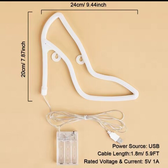 STILETTO HIGH HEEL NEON LED SIGN - Picture 2 of 3